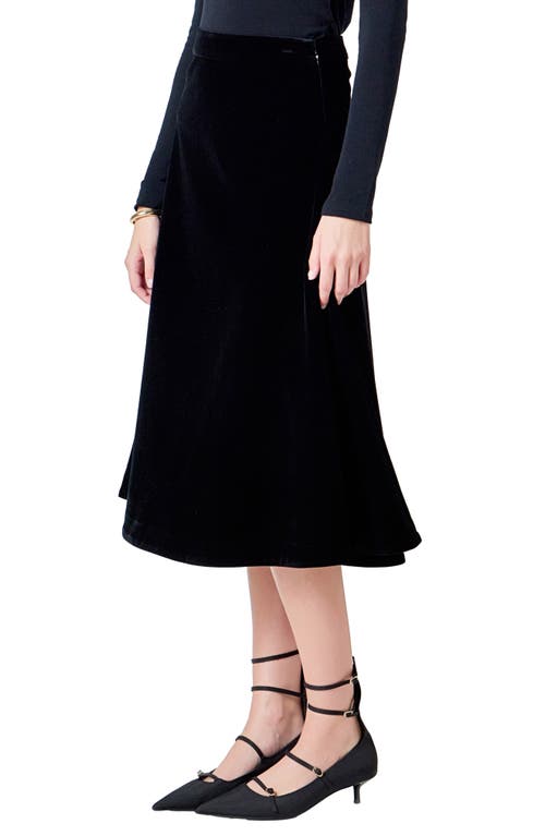 Endless Rose Velvet Circle Midi Skirt In Black