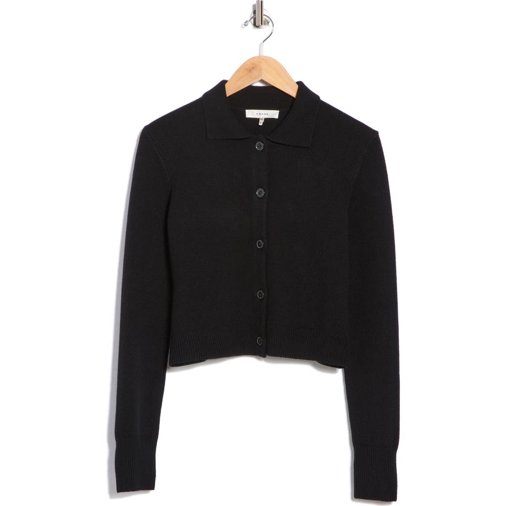 Frame Shrunken Cashmere Cardigan In Black
