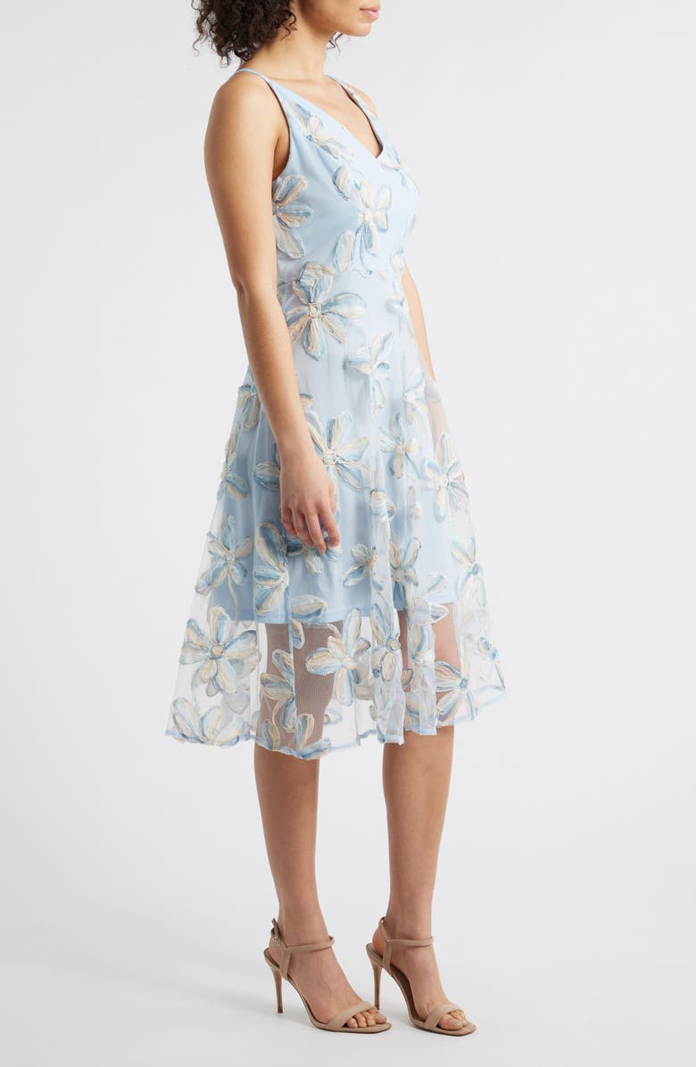 Sam Edelman 3D Floral Appliqué Fit & Flare Dress, Alternate, color, Blue Multi