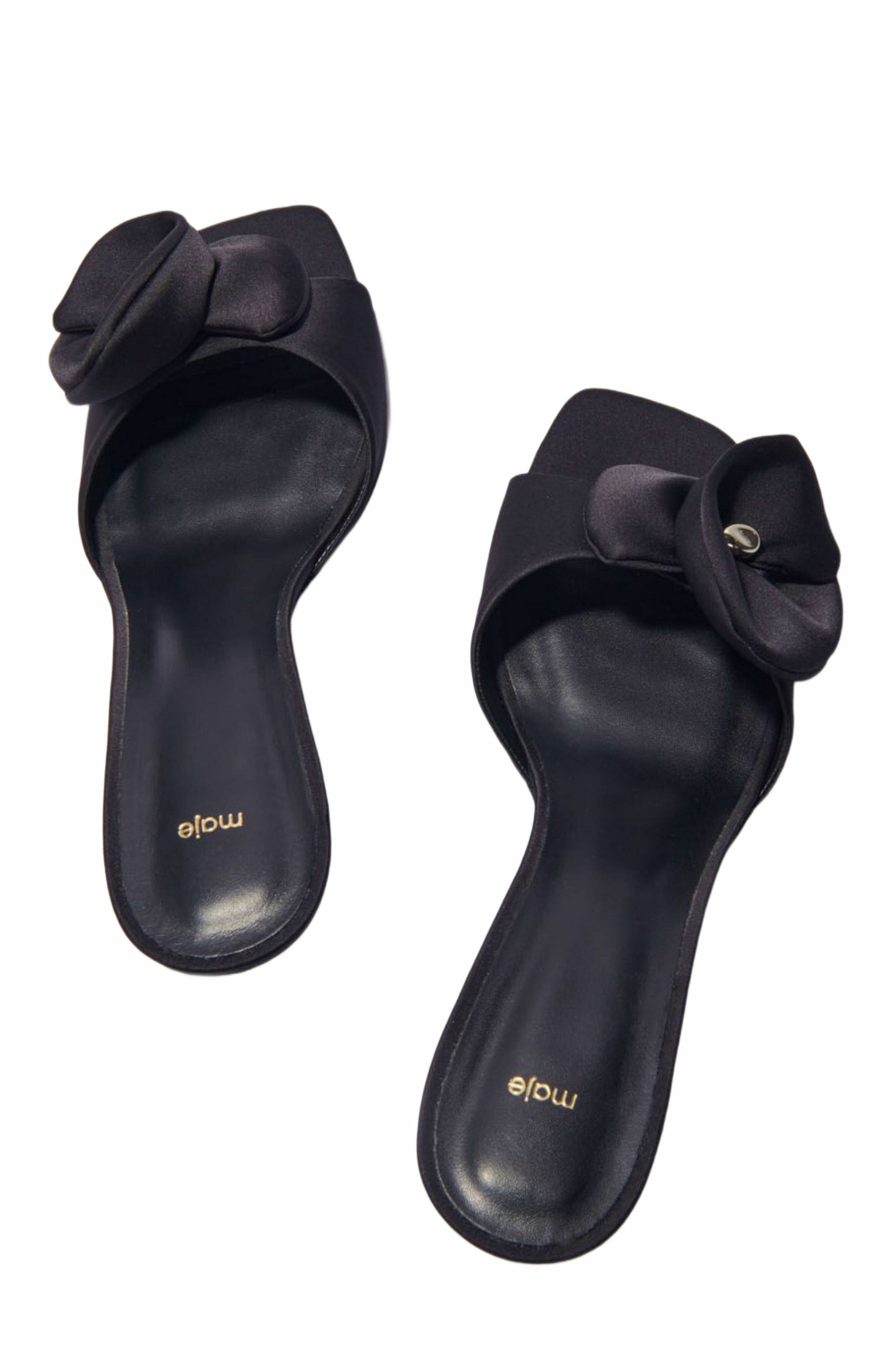 maje Textile mules with satin flower, Alternate, color, 