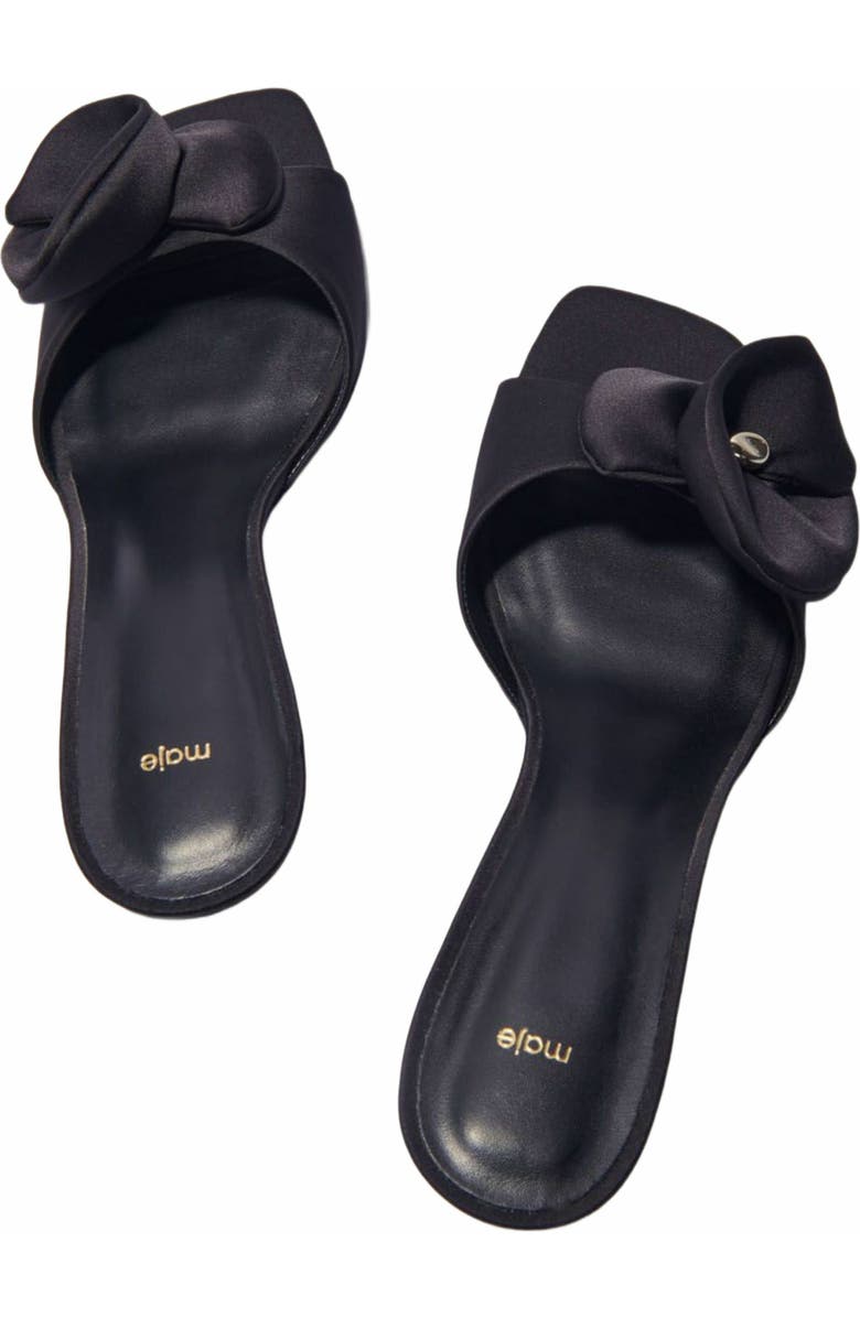 maje Textile mules with satin flower, Alternate, color,