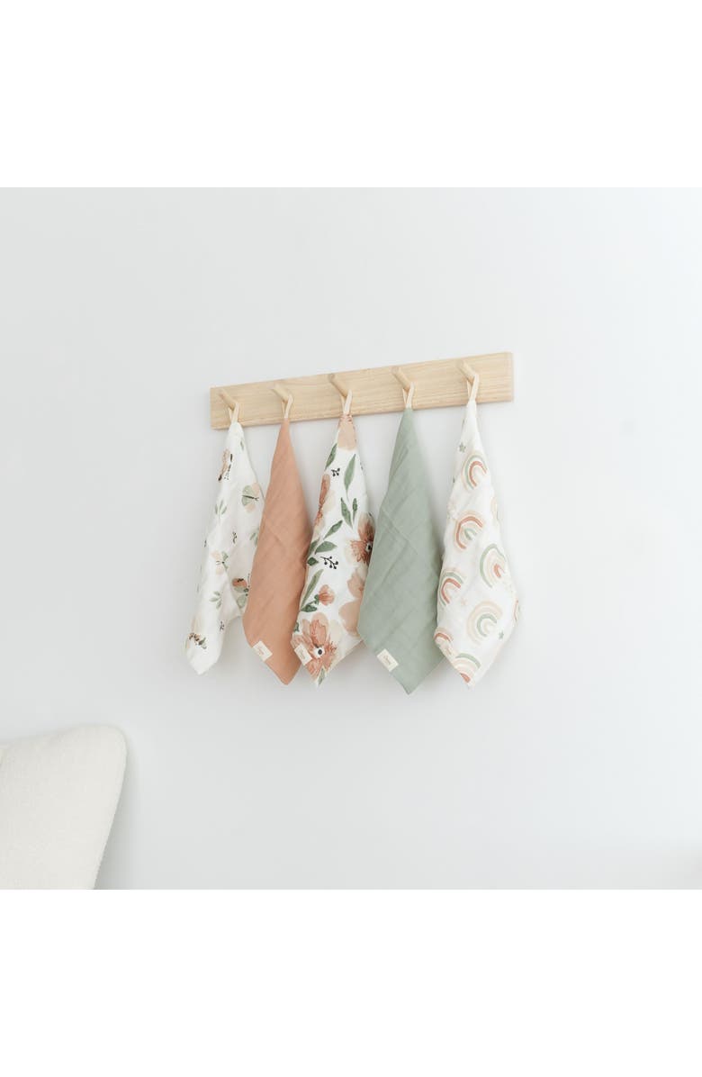 CRANE BABY Parker 5-Pack Assorted Cotton Muslin Washcloths, Alternate, color, Beige
