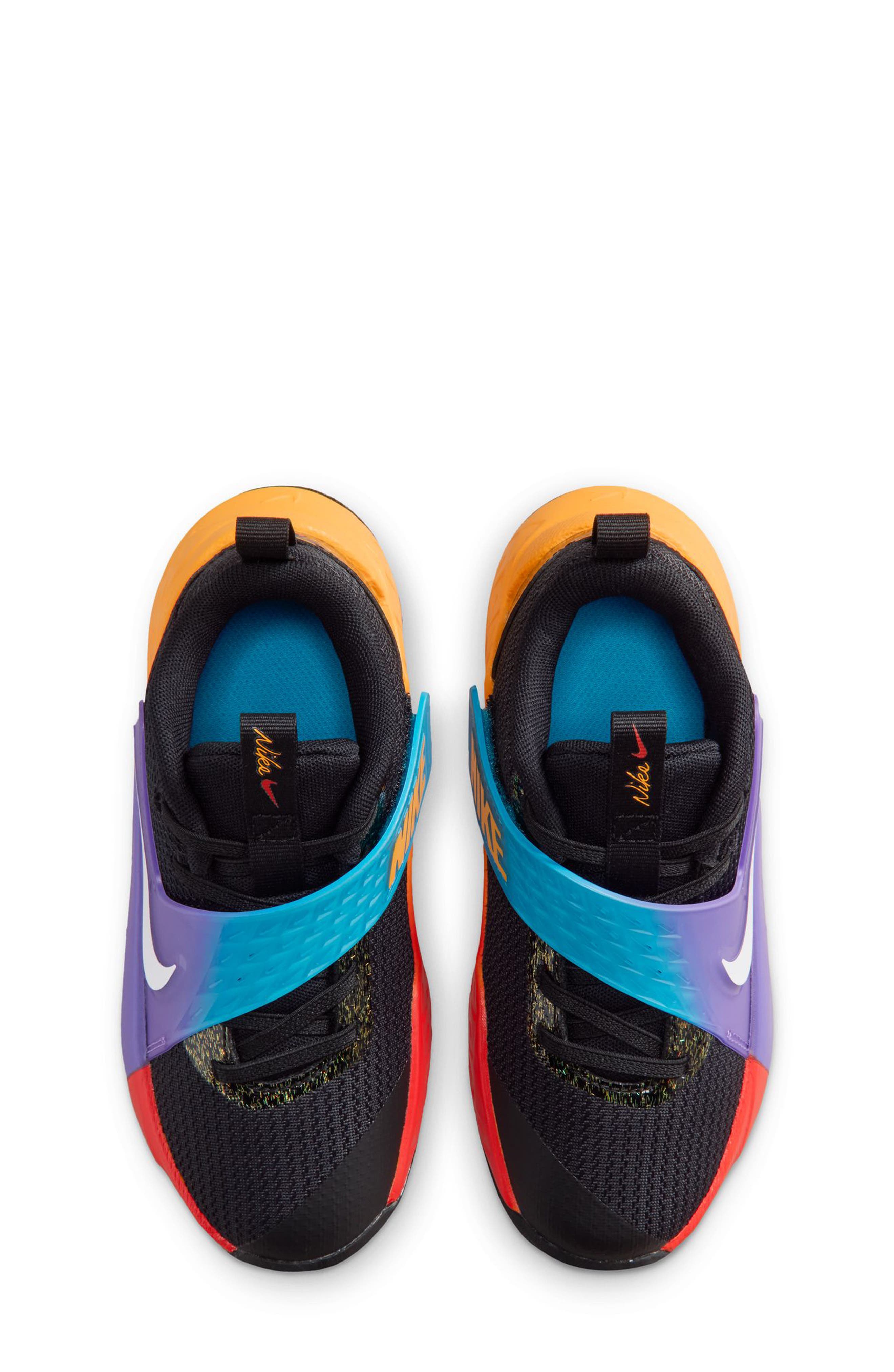 Kids' Team Hustle D 12 Basketball Shoe, Alternate, color, BLACK/ WHITE/ ORANGE/ GRAPE