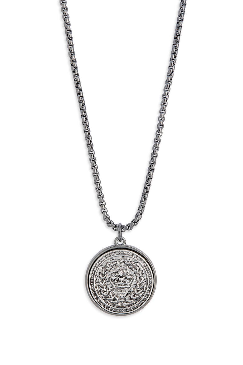 Coin Pendant Necklace, Alternate, color, SHINY RHODIUM