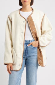 UGG® Emmersyn UGGbraid Trim High Pile Fleece Coat