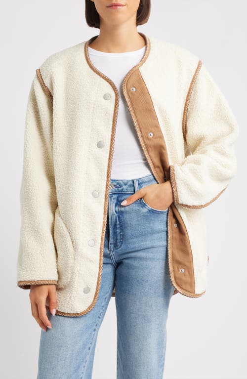 Ugg(r) Emmersyn Uggbraid Trim High Pile Fleece Coat In White