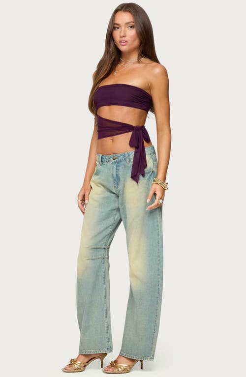 Edikted Cayden Low Rise Denim Washed Barrel Jeans In Blue
