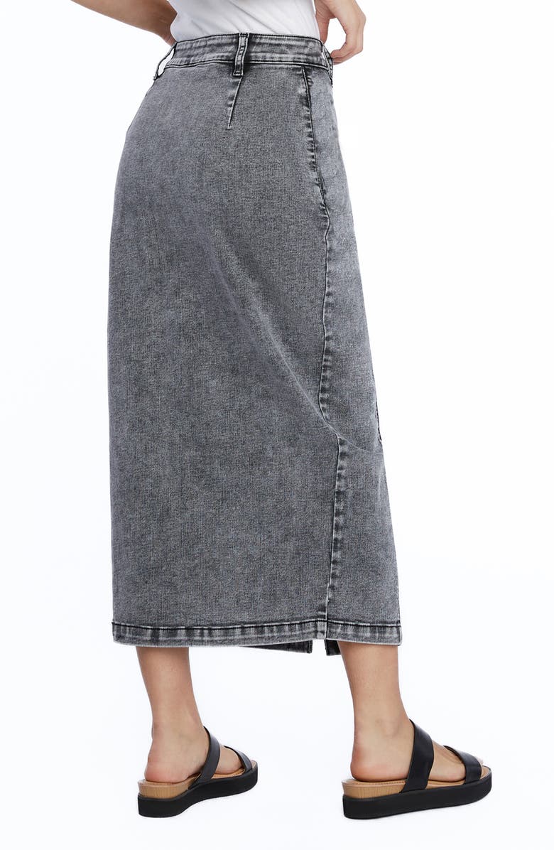 Wash Lab Denim Button Front Seamed Denim Maxi Skirt, Alternate, color, 