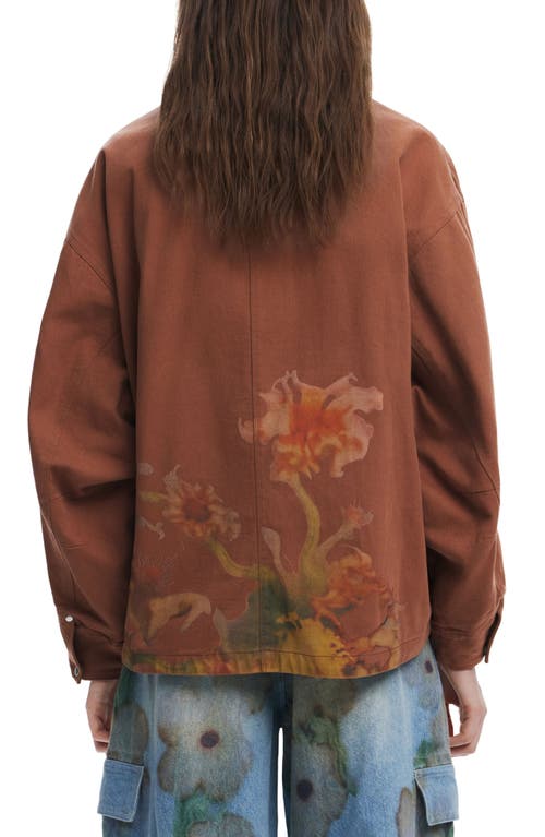 Desigual X Collina Strada Floral Print Trucker Jacket In Khaki