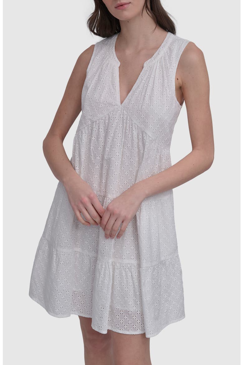 Sleeveless Eyelet Dress, Alternate, color, CLOVER WHITE