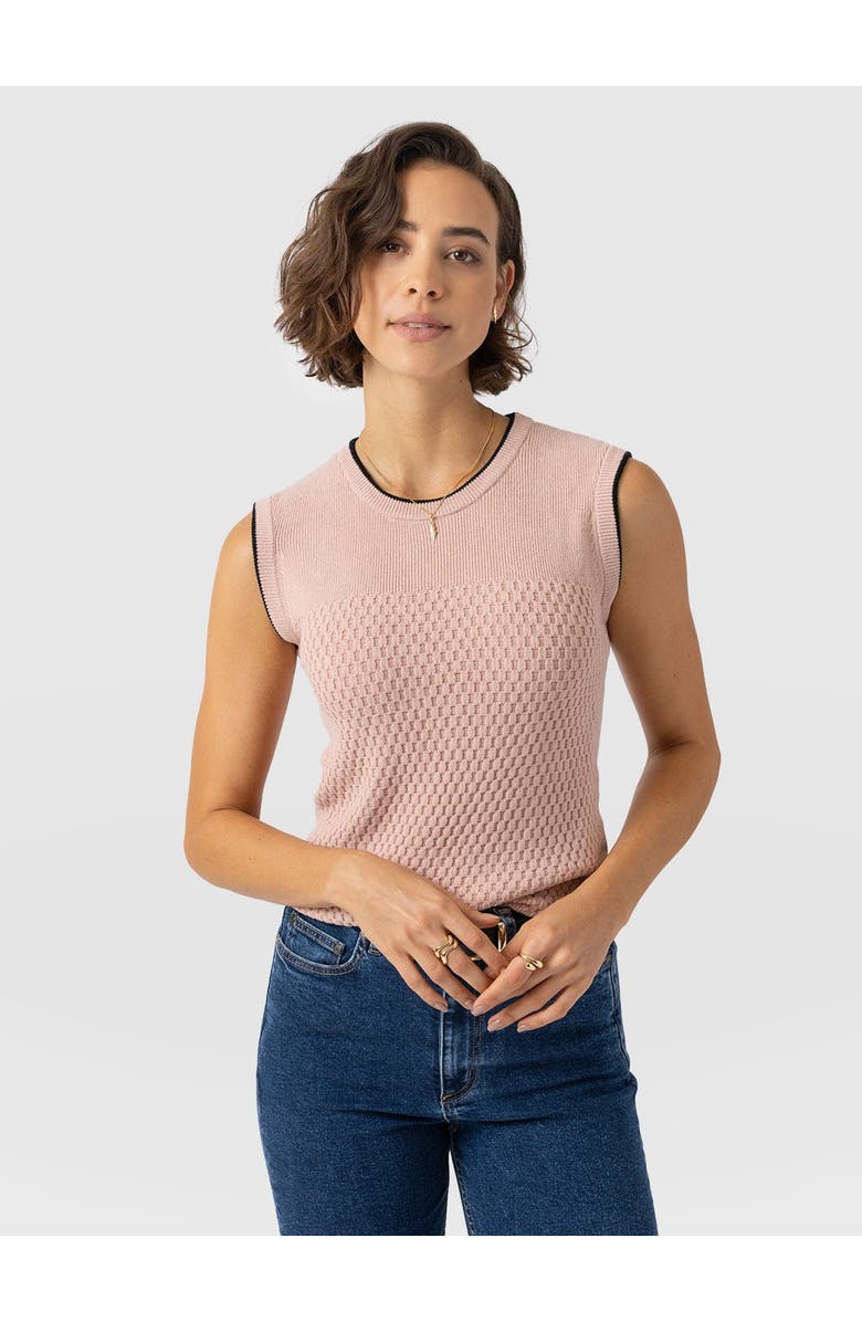 Saint + Sofia Honeycomb Sleeveless Rib Knit, Main, color, Pale Pink