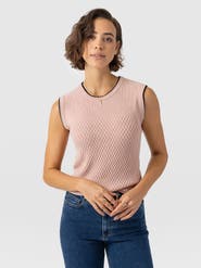 Saint + Sofia Honeycomb Sleeveless Rib Knit