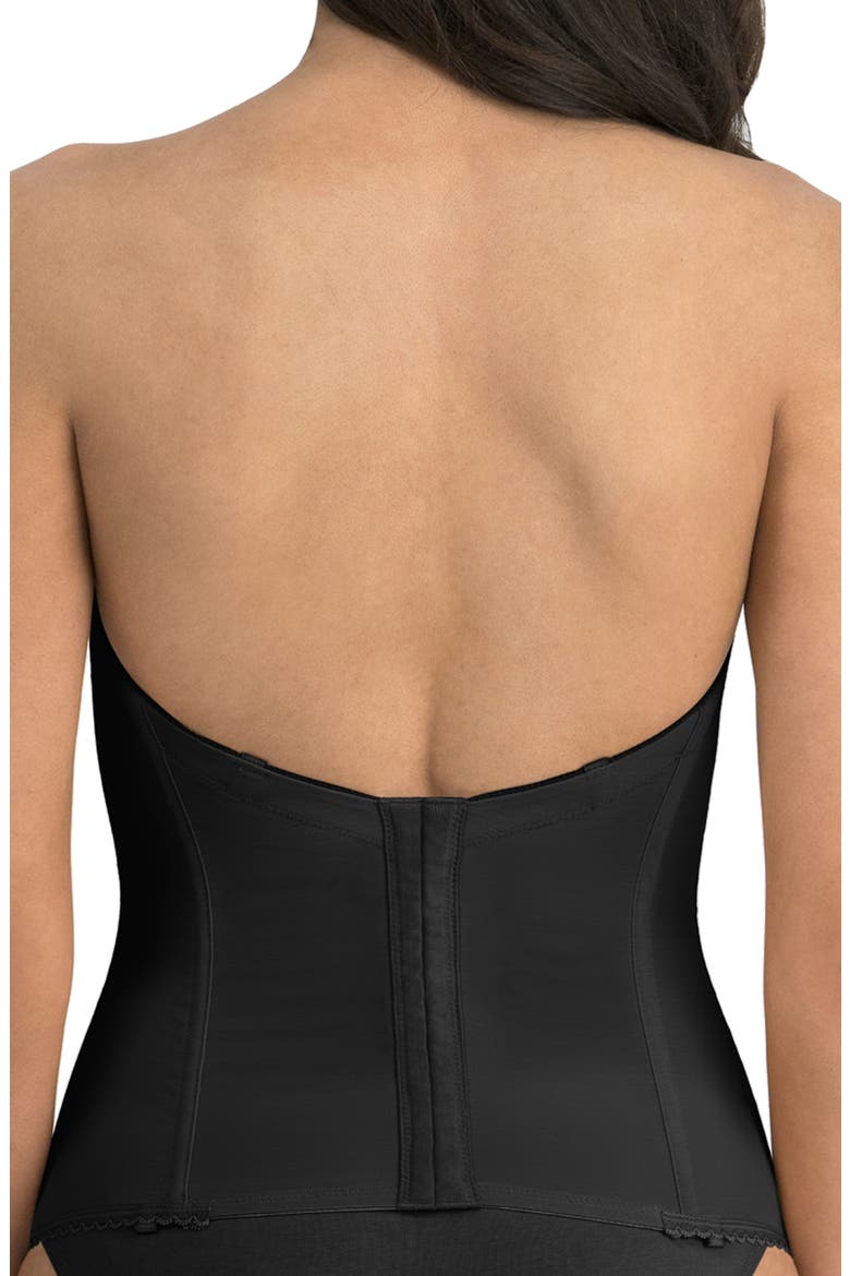 Vivienne Convertible Strapless V Wire Longline Corset Bra, Alternate, color, BLACK