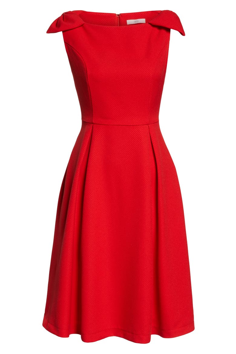 Bow Shoulder Dress, Alternate, color, RED