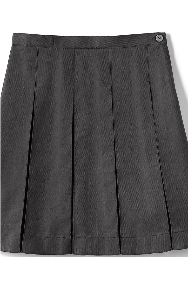 Lands' End School Uniform Girls Solid Box Pleat Skirt Below the Knee, Alternate, color, Gray