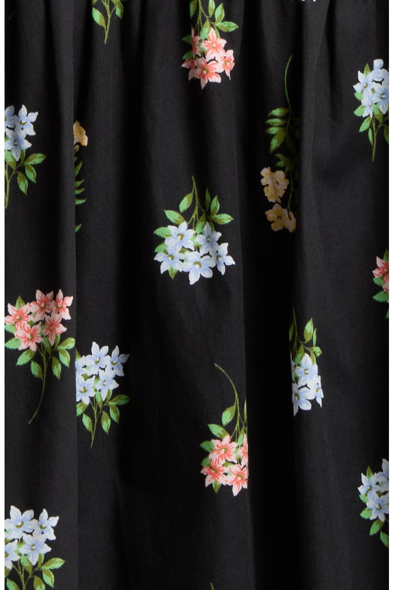 Mayrel Floral Rockabye Cotton Trapeze Dress, Alternate, color, BLACK-CORAL-GREEN