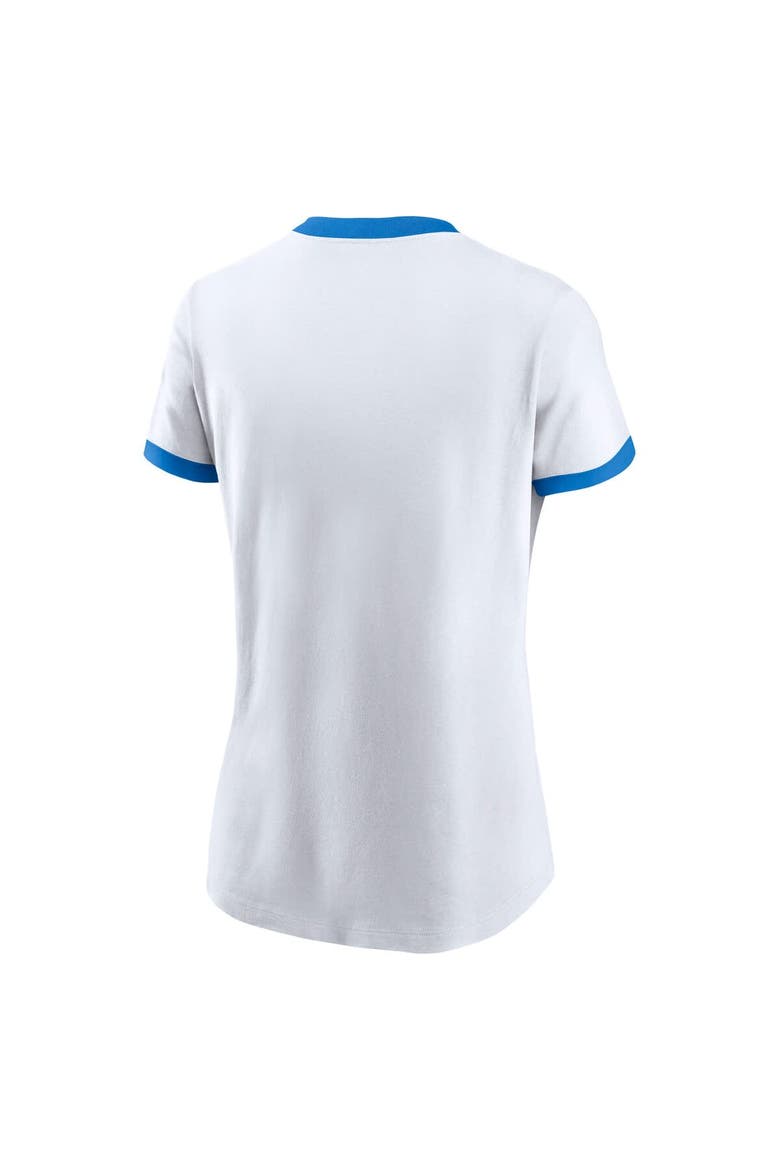 Women's Nike White Los Angeles Chargers Rewind Ringer Tri-Blend T-Shirt, Alternate, color, White