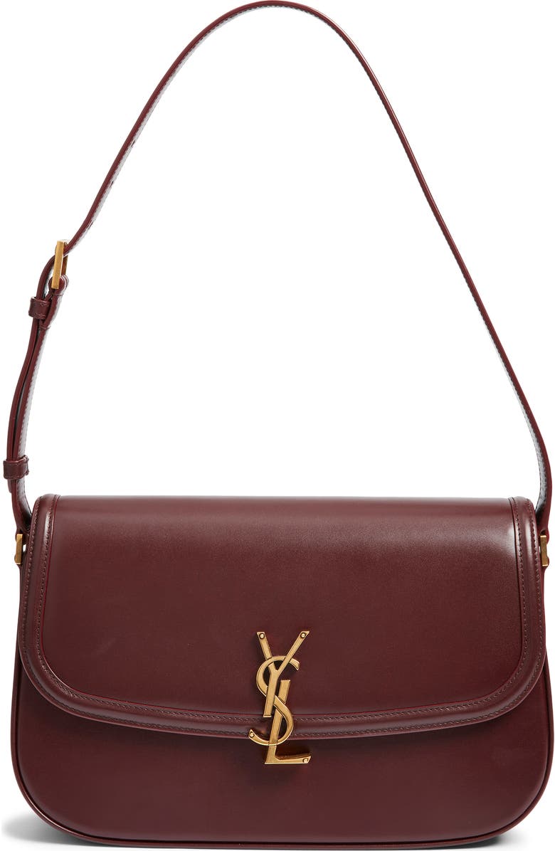 Saint Laurent Large Solferino Leather Shoulder Bag, Main, color, Rouge Cabernet