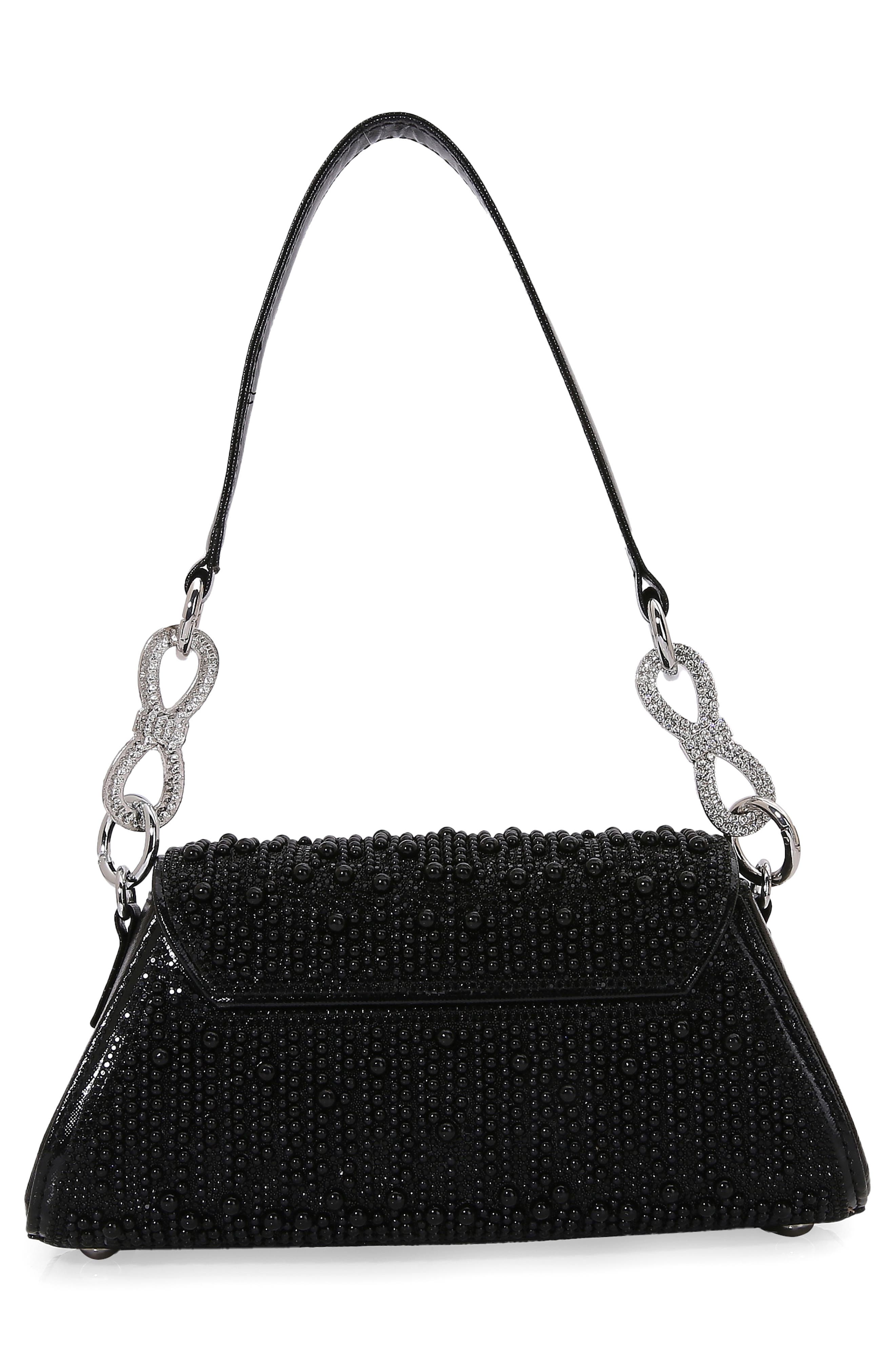 BERNESS Rhinestone Embellished Shoulder Bag, Alternate, color, Black