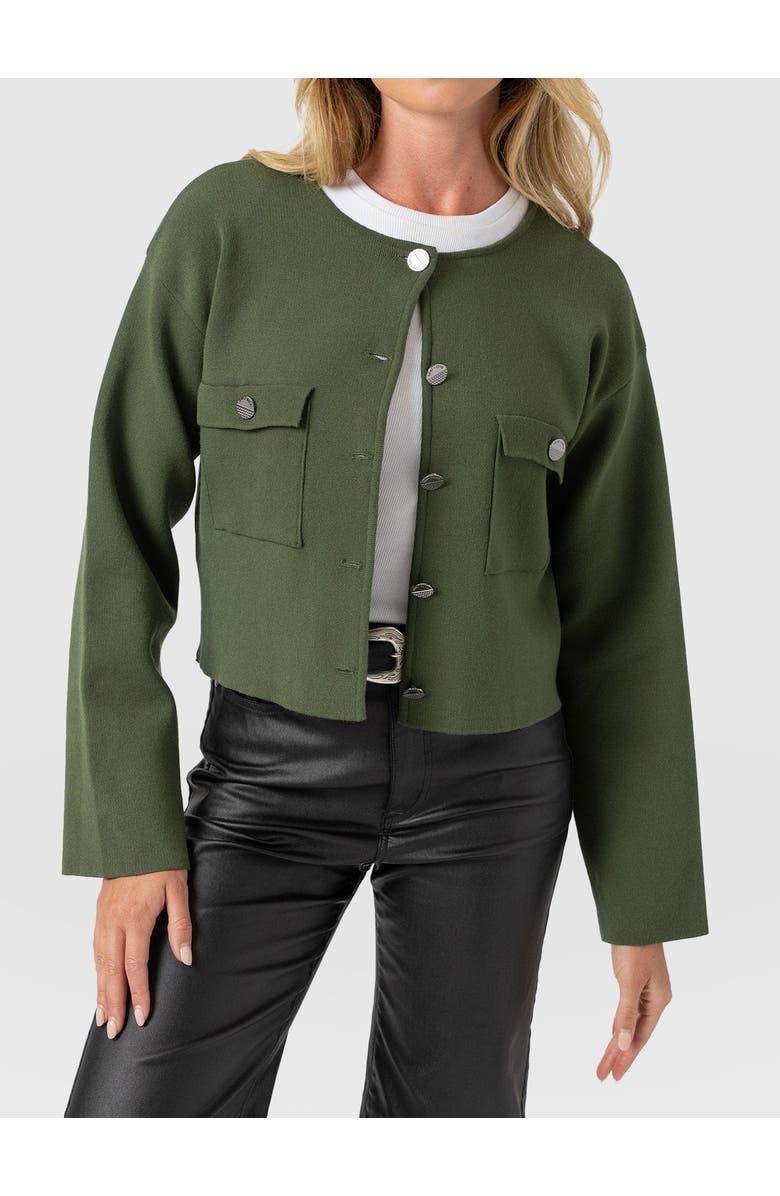 Saint + Sofia Maeva Knit Jacket, Alternate, color, Khaki