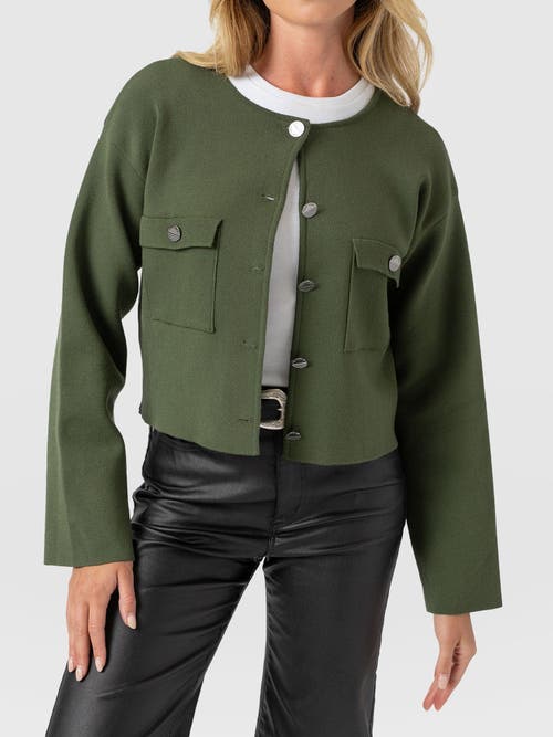 Saint + Sofia Maeva Knit Jacket In Green