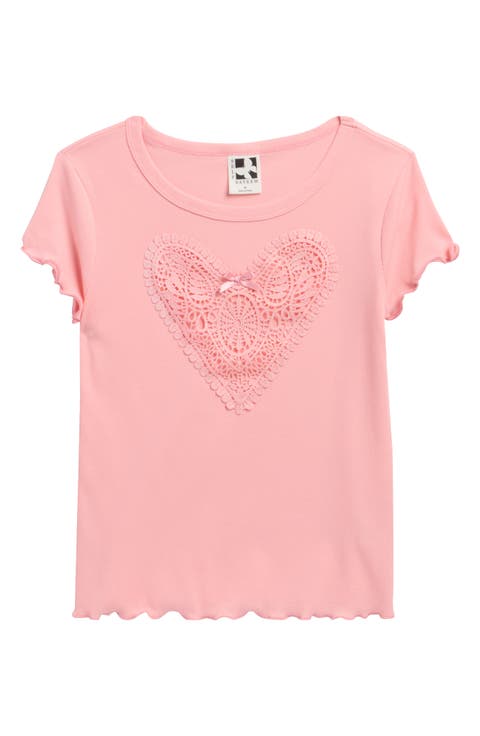 Kids' Heart Lace Appliqué Baby T-Shirt (Big Kid)