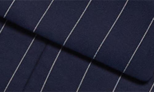 Comme Des Garçons Twisted Draping Crop Pinstripe Blazer In Blue