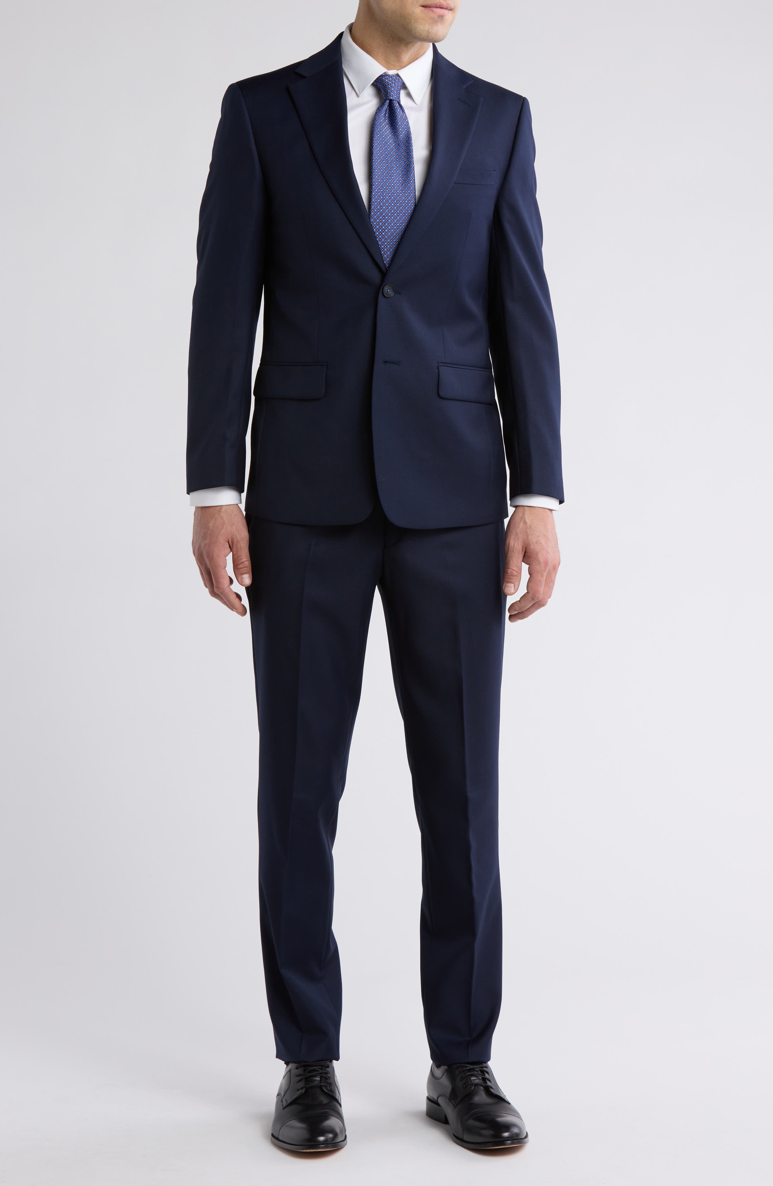 Calvin Klein Solid Two-Button Notched Lapel Slim Fit Suit
