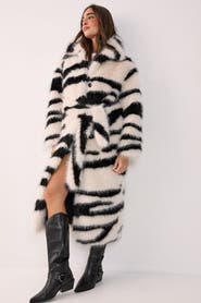 NASTY GAL Faux Fur Collared Longline Coat
