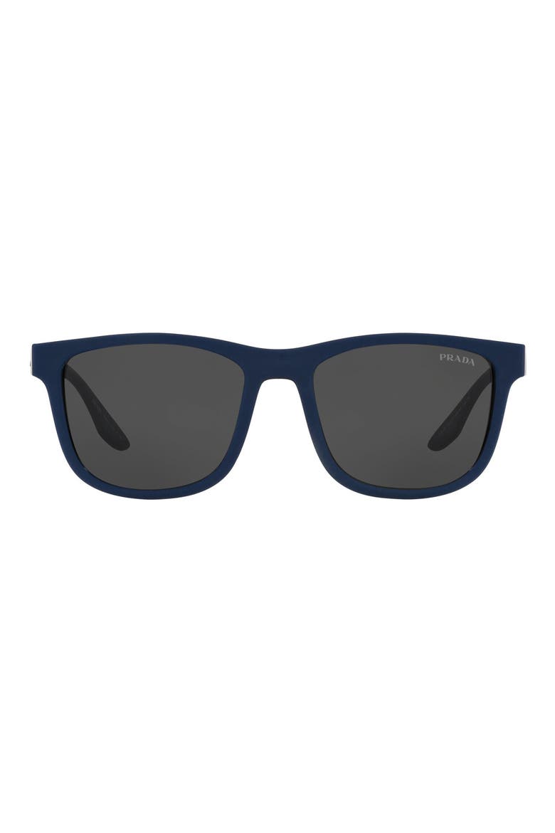 Prada 54mm Square Sunglasses, Main, color, NAVY RUBBER/BLACK/DARK GREY