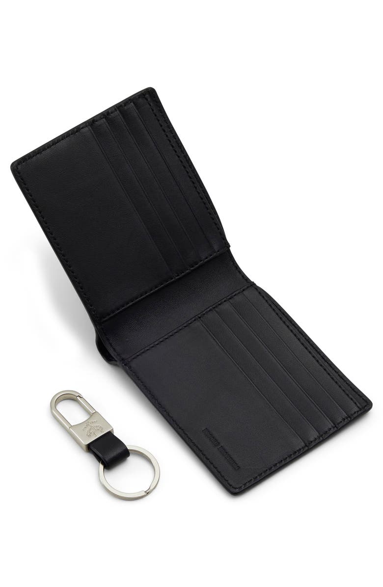 Brooks Brothers Leather Wallet & Keyring Gift Set, Alternate, color, Black