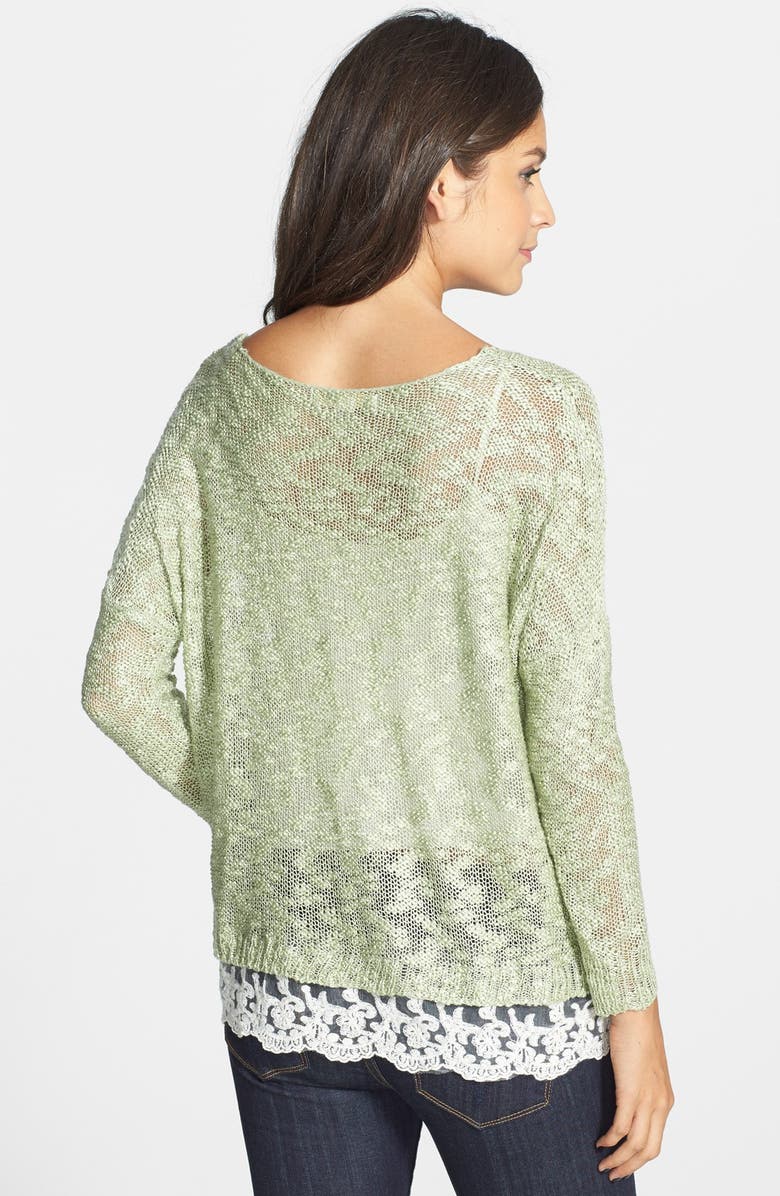 Love By Design Crochet Hem Sweater, Alternate, color,