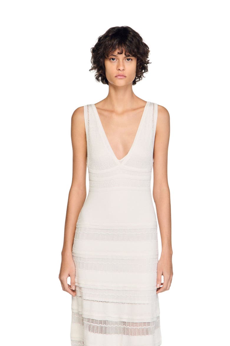 Pointelle knit maxi dress, Alternate, color, White