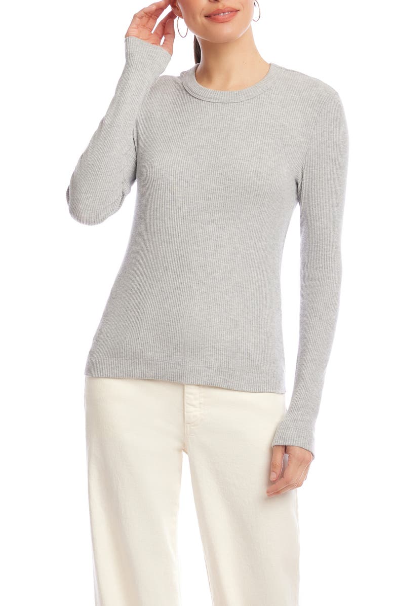 Karen Kane Long Sleeve Rib Top, Main, color, Heather Gray