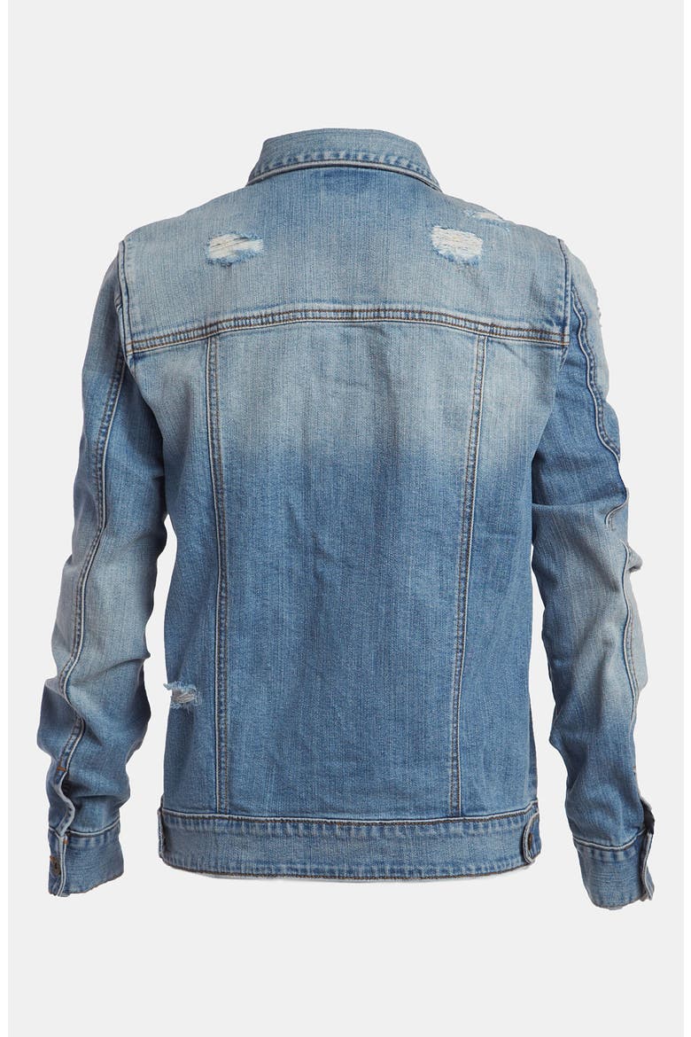 Distressed Denim Boyfriend Jacket, Alternate, color, MYSTIC- BLUE