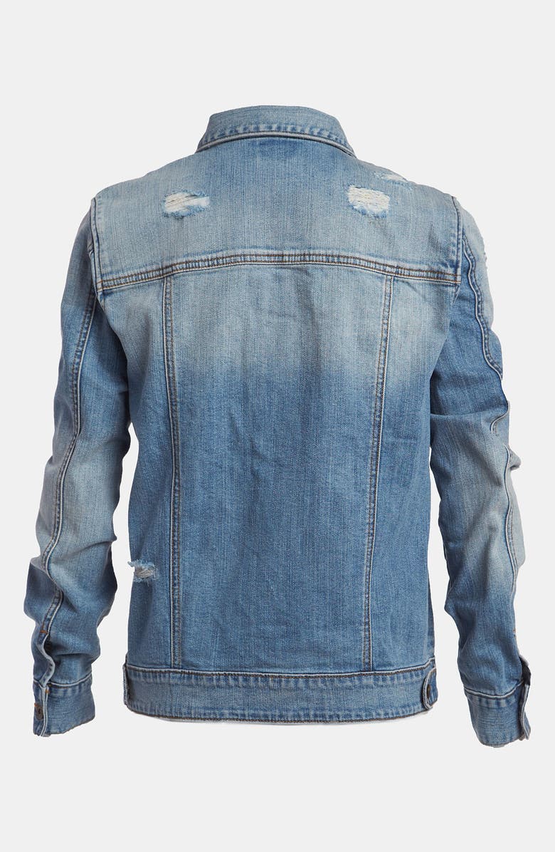 Leith Distressed Denim Boyfriend Jacket, Alternate, color,