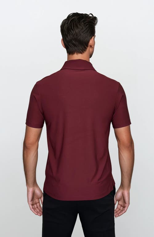 24sevenmen Wrinkle Resistant 3 Button Polo Shirt In Burgundy