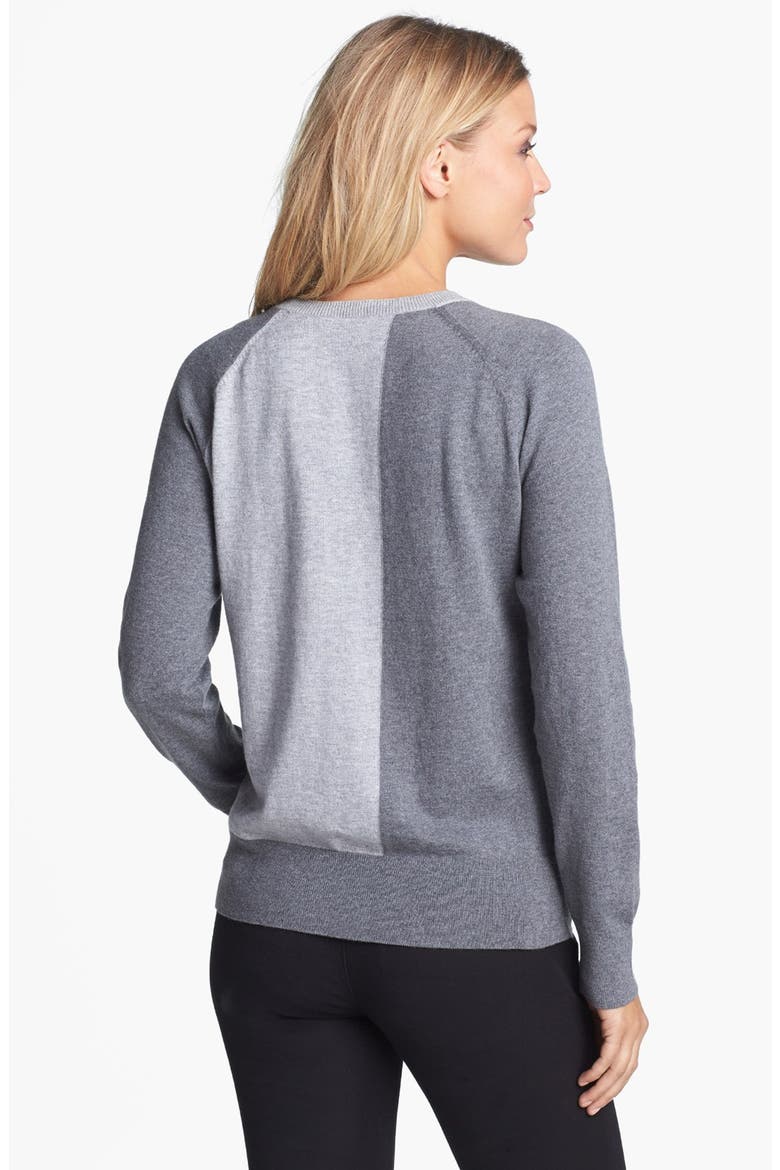 Zip Trim Colorblock Crewneck Sweater, Alternate, color, GREY COLORBLOCK
