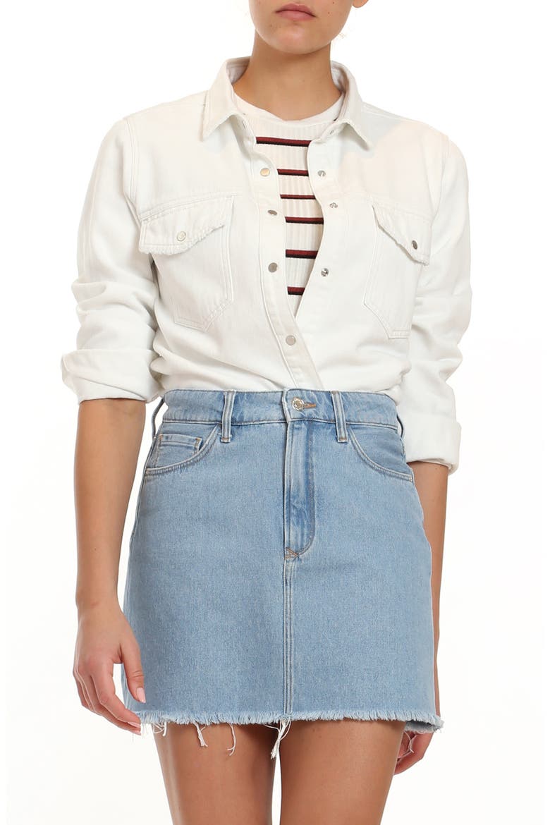 Luisa Icon Denim Jacket, Main, color, WHITE GOLD ICON