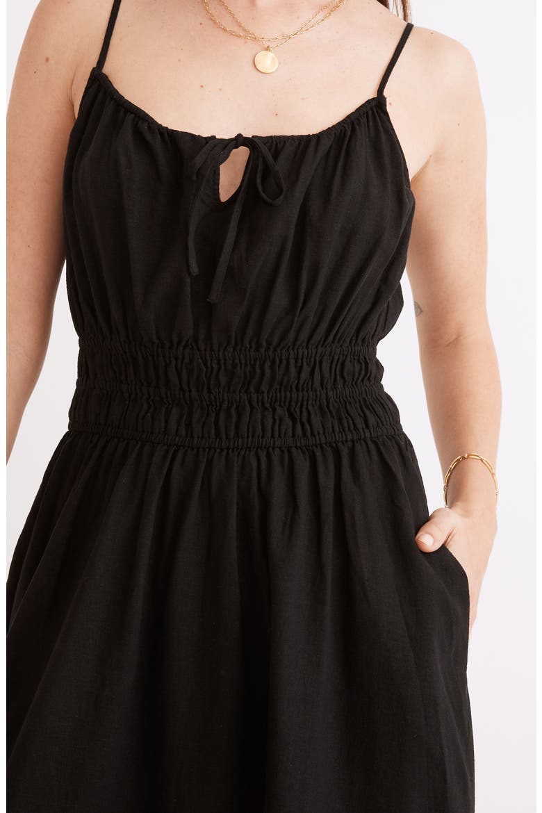 Hartford Shirred Waist Midi Dress, Alternate, color, TRUE BLACK