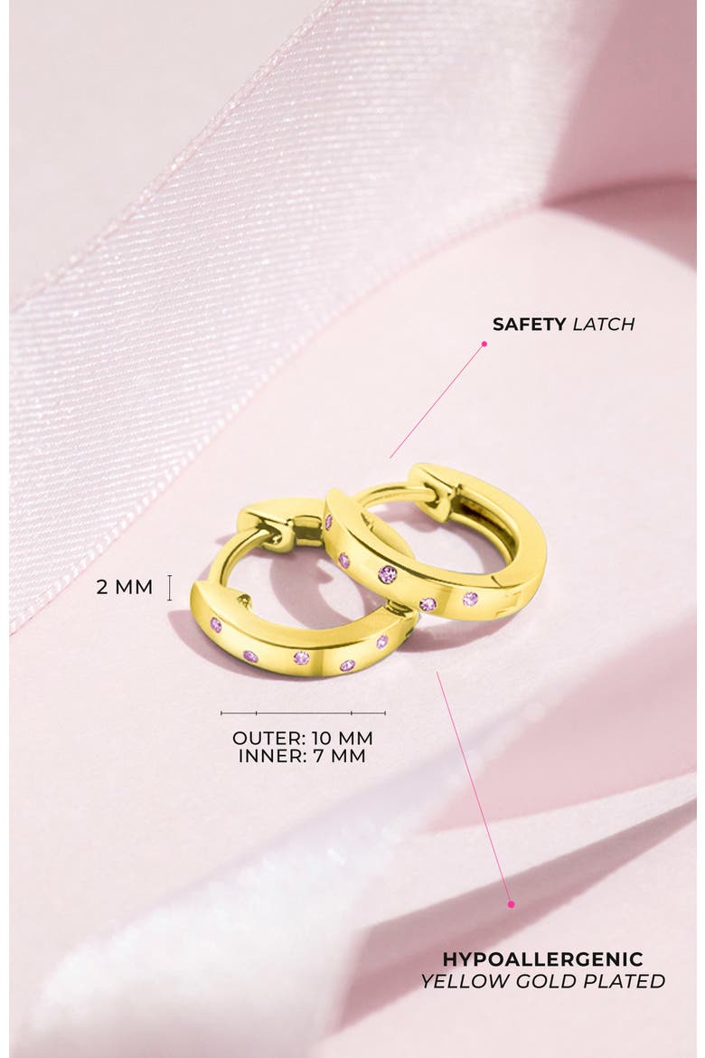 Staggered Gems Hoop Plated Earrings, Alternate, color, Pink