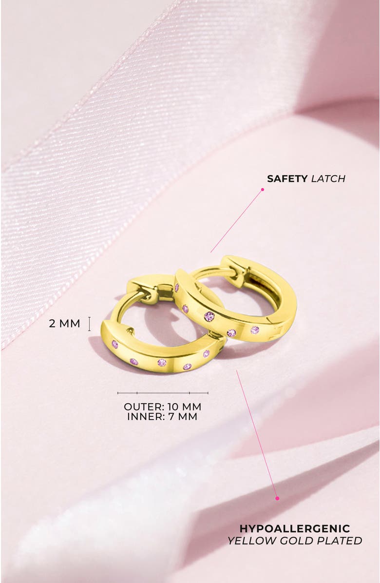 In Season Jewelry Staggered Gems Hoop Plated Earrings, Alternate, color, Pink