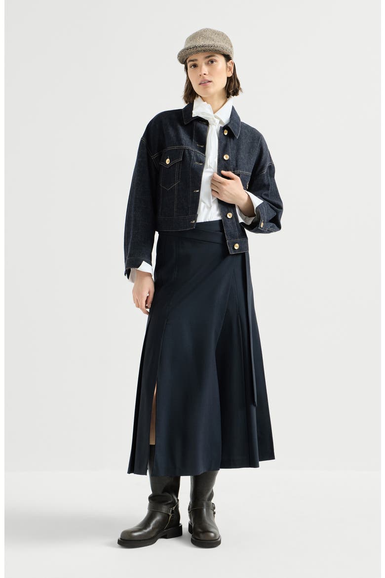 Tropical luxury wool kilt skirt, Alternate, color, Blue