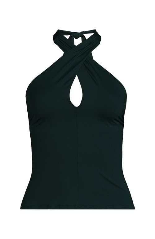 Lands' End Criss Cross Halter Tankini Swimsuit Top In Deep Balsam