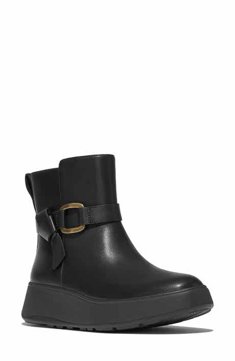 F-Mode Square-Ring Leather Bootie
