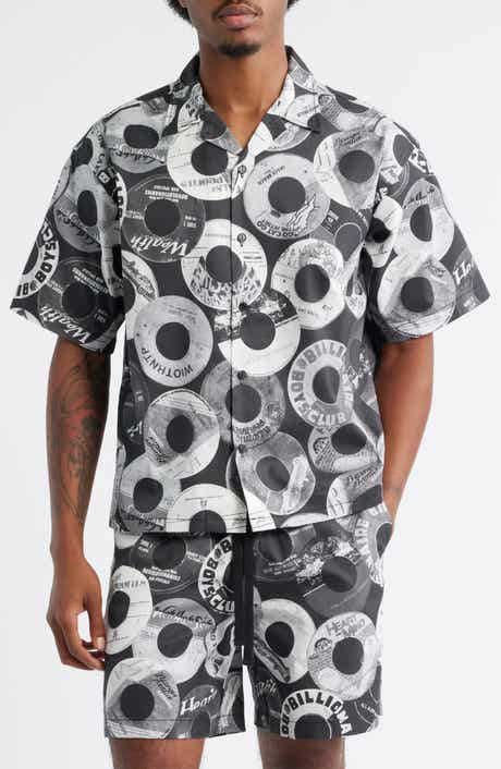 Billionaire Boys Club Beats Print Cotton Cropped Camp Shirt