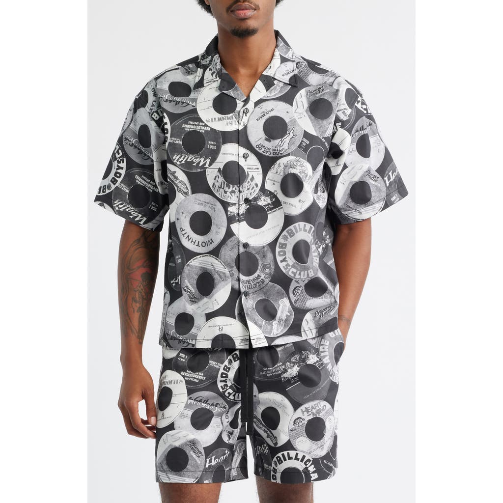 Billionaire Boys Club Beats Print Cotton Cropped Camp Shirt In Multi