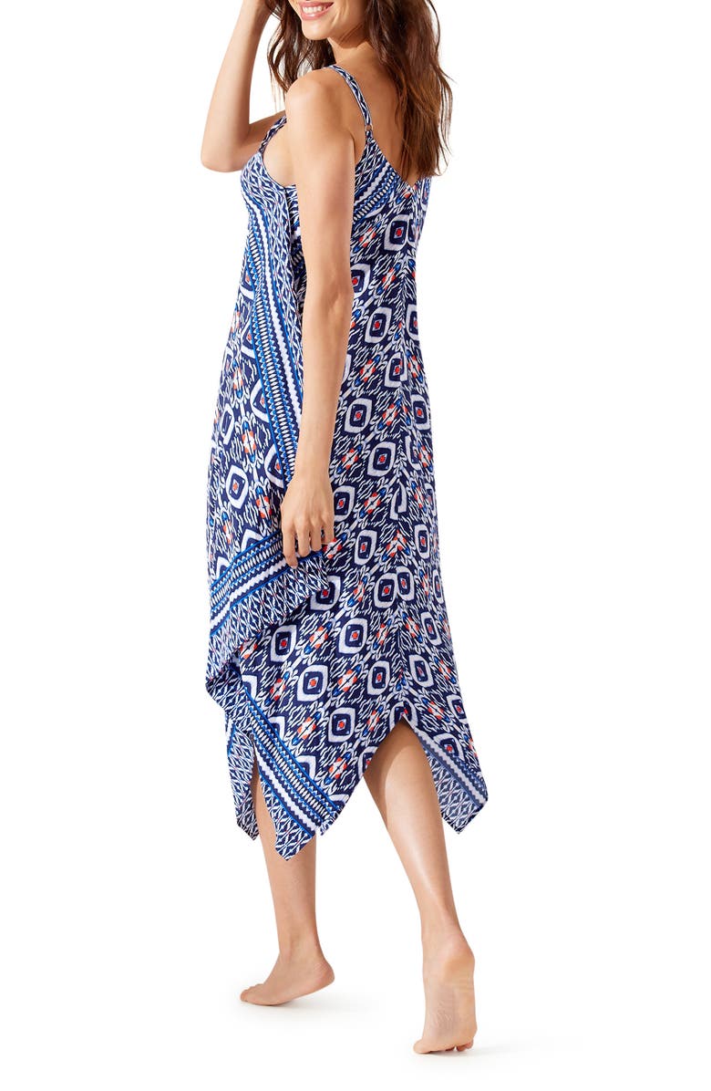 Tommy Bahama Ikat Print Handkerchief Cover-Up Dress, Alternate, color,