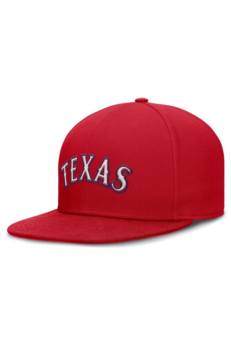 Men's Nike Red Texas Rangers Wordmark Dri-FIT Round Bill True Fitted Hat, Main, color, Red