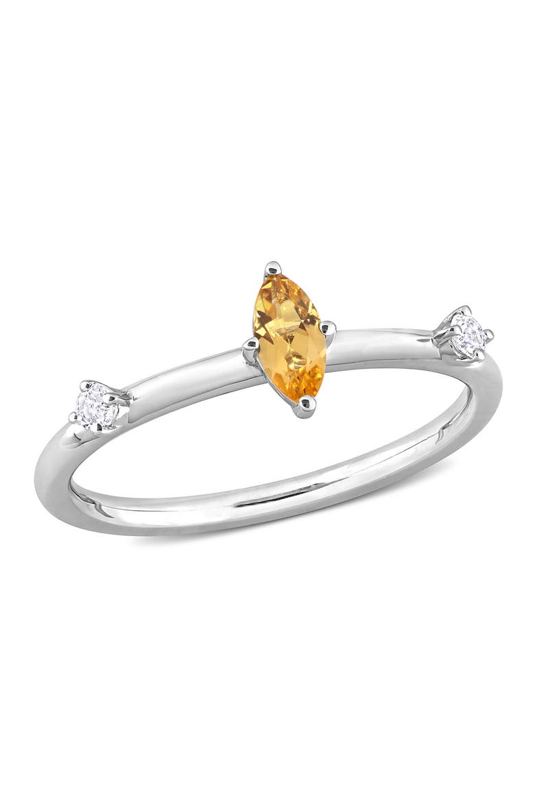 Sterling Silver Marquise Citrine & White Topaz Ring, Main, color, SILVER/ CITRINE